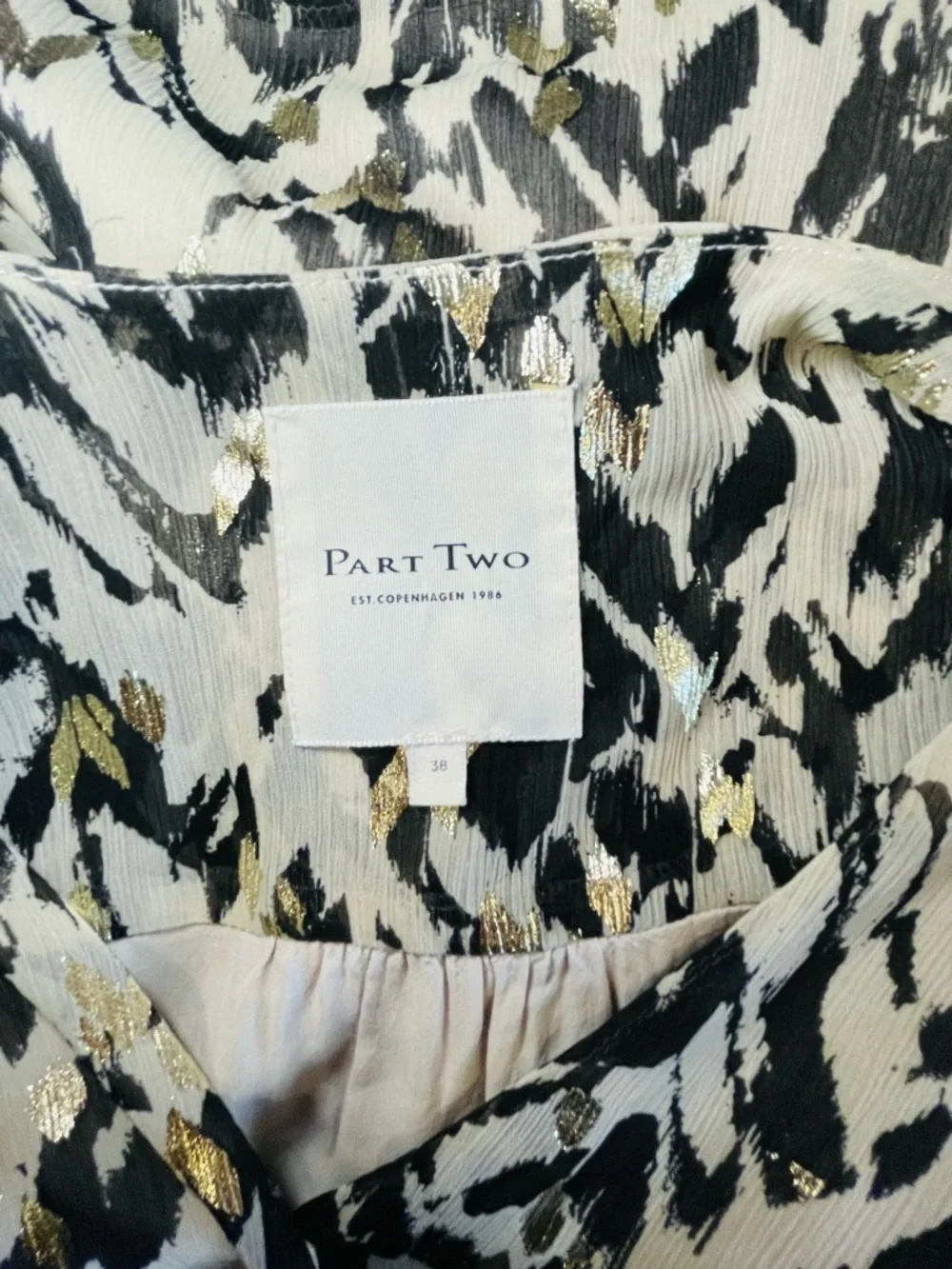 Part Two Women's Beige and Black Tie-Waist Animal Print Wrap Blouse - Picture 6 of 6
